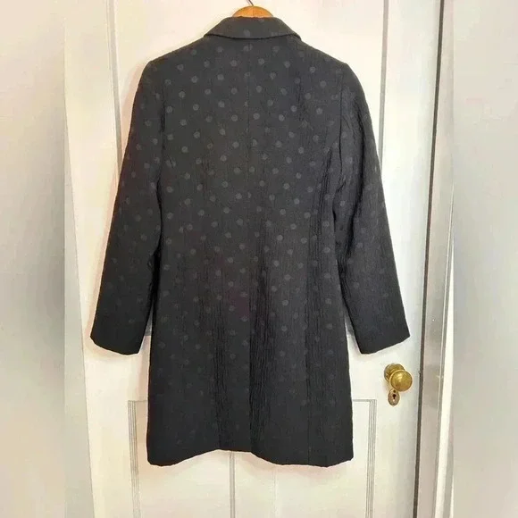 Women’s Mario Serrano Black Polka  Dotted Long Jacket Size 10 - Picture 6 of 8